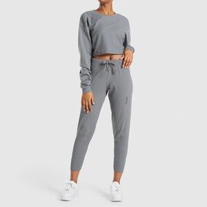 Gymshark pause joggers gray small ribbed pants 7/8 length